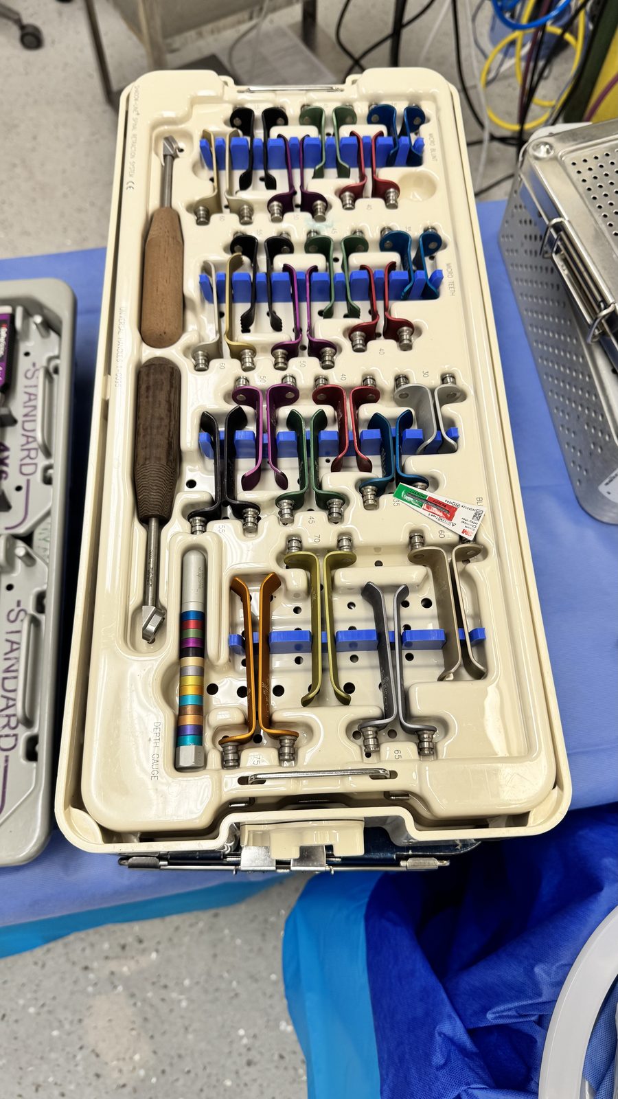 Shadow-Line ACF cervical retractor — assembled tray (as used at facility)
