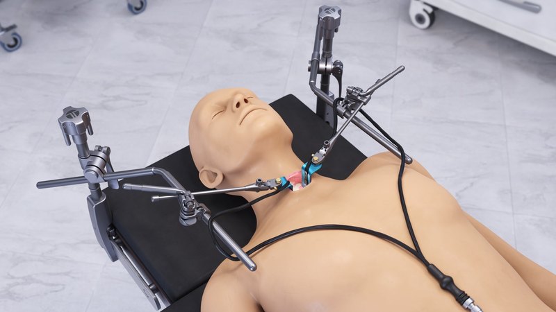 Thompson bilateral cervical retractor system — table-mounted (vendor photo)