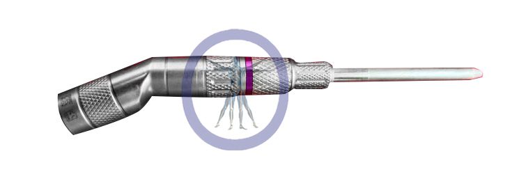Midas Rex MR8 angled small-bore attachment, 10 cm, purple (Medtronic MR8-AA10)